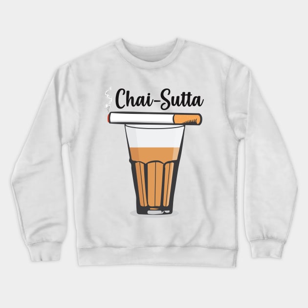 Chai Sutta Chai Tea Glass Hindi Quote Slogan Crewneck Sweatshirt by alltheprints